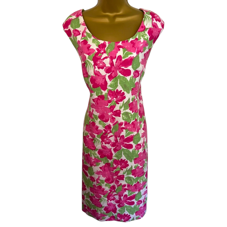 Tina Taylor White Pink Green Floral Dress Suit UK 16