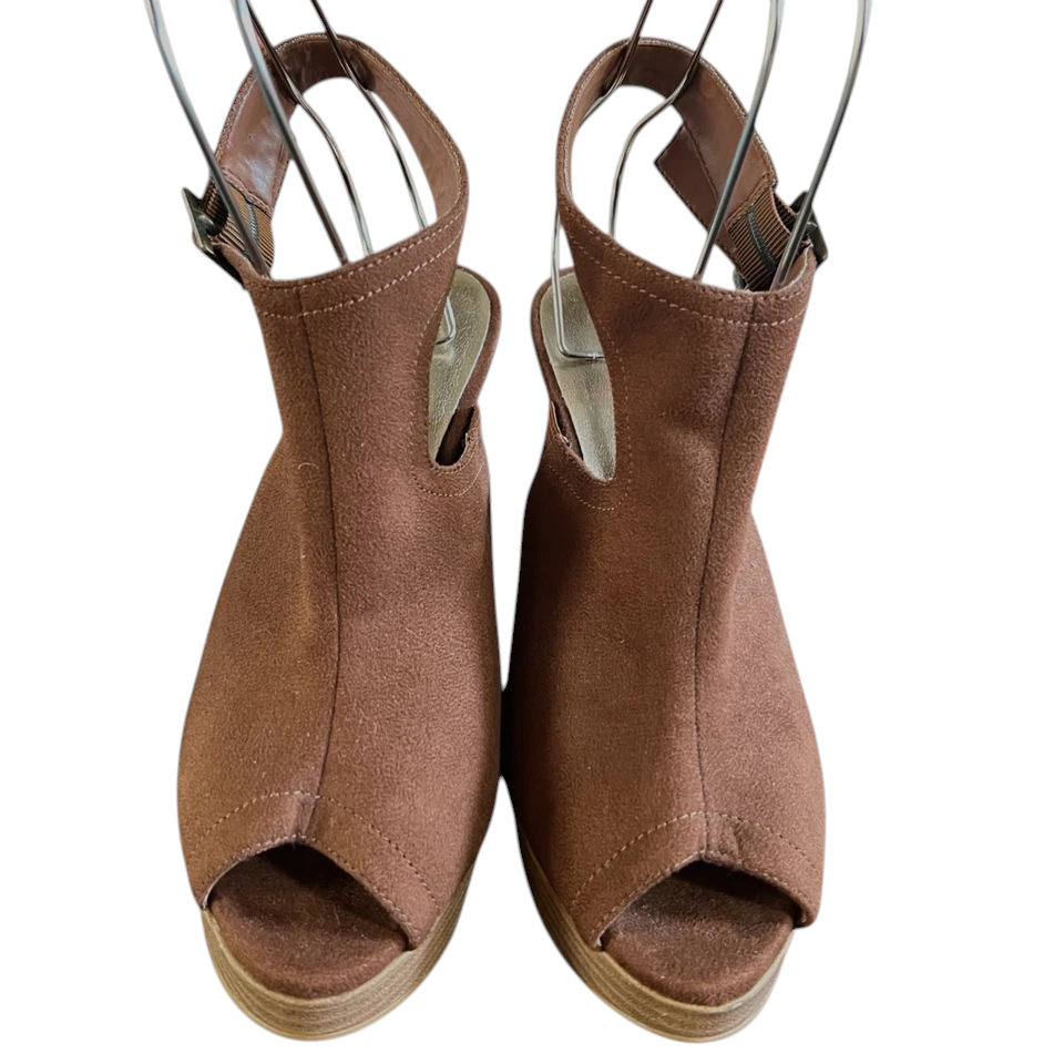 Grazia Brown Faux Suede Strappy Platform Sandals UK 6