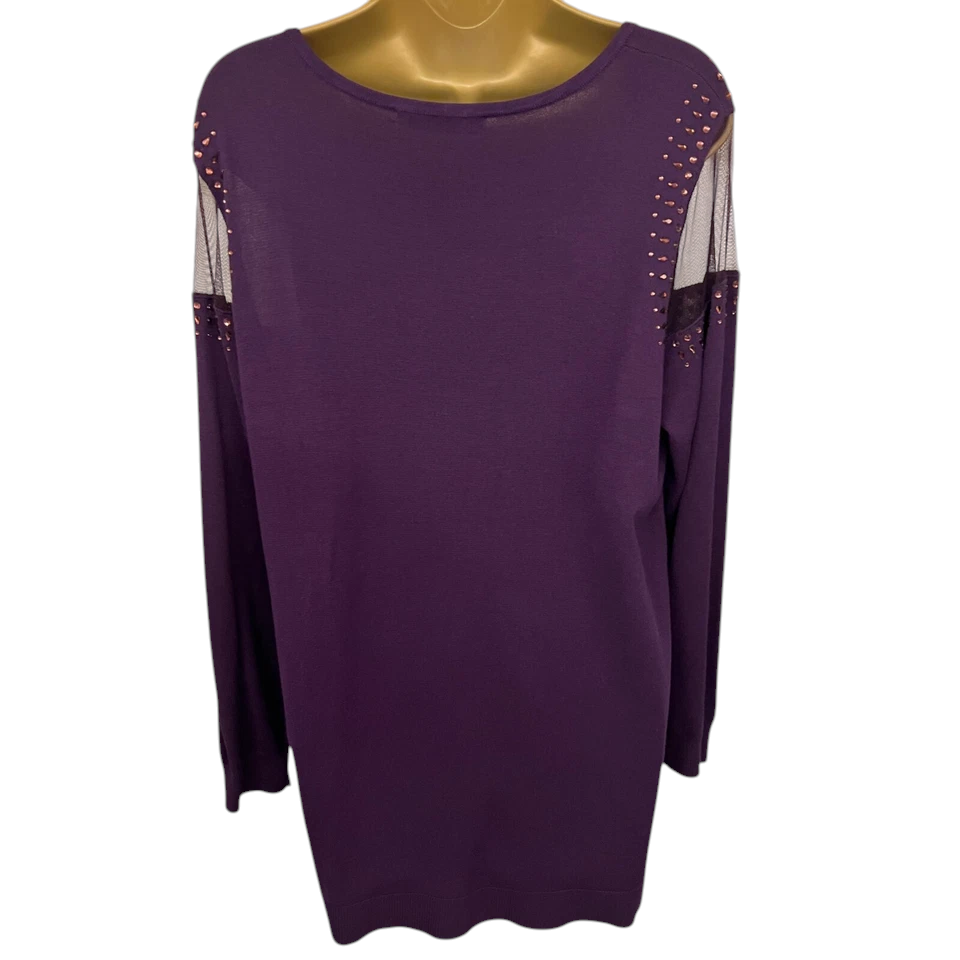 Evans Pear Shape Purple Mesh Shoulder Jumper UK 16