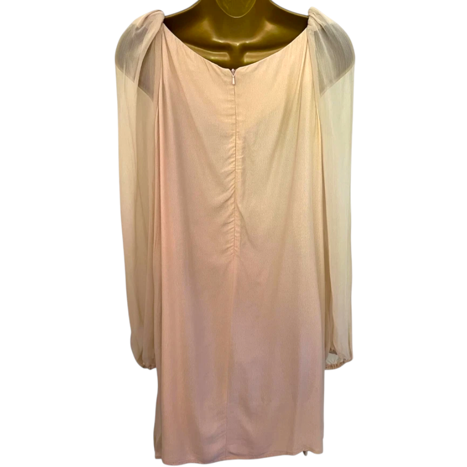 Topshop Blush Chiffon Long Sleeve Shift Dress UK 10