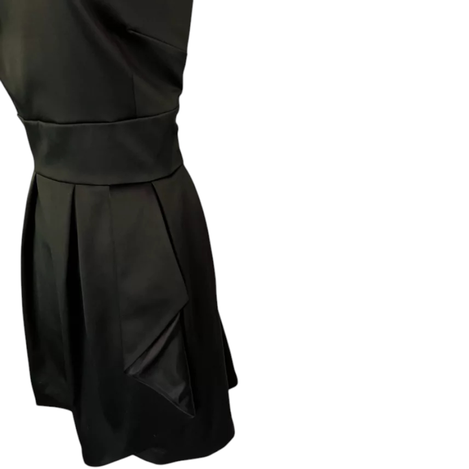 Warehouse Black Satin One Shoulder Dress UK 12