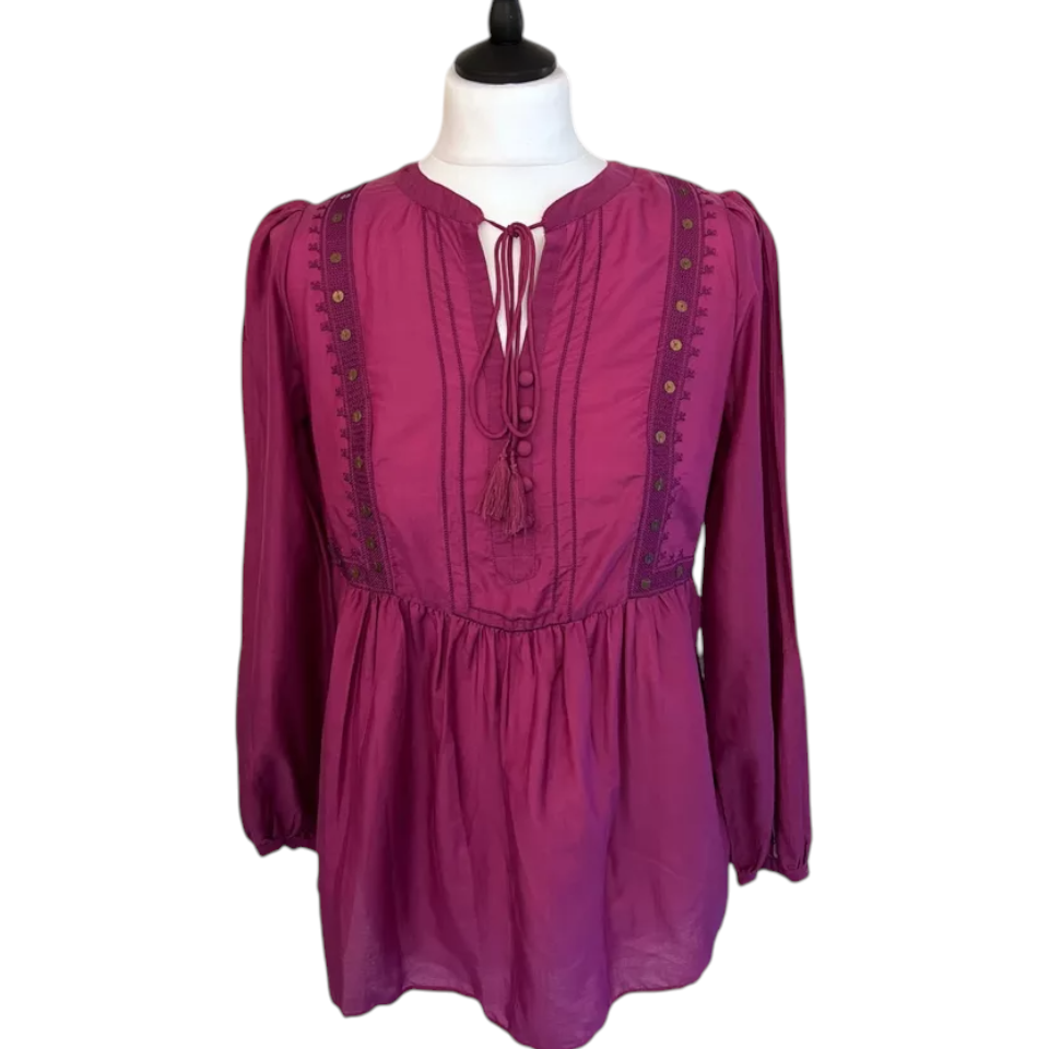Monsoon Pink Silk Blend Tunic Top UK 10