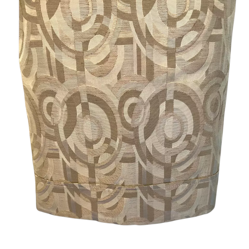 Max Mara Ecru Rose Gold Jacquard Geometric Skirt UK 8/10