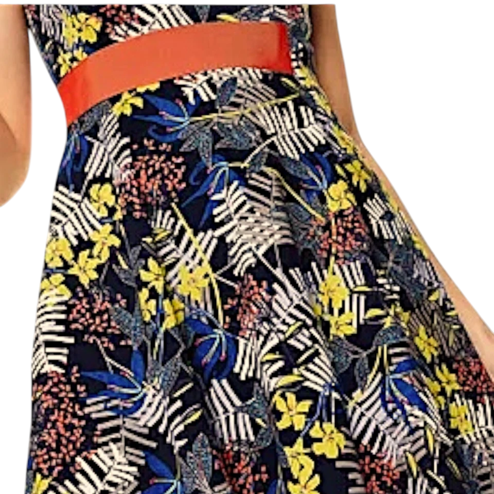 Karen Millen Multi Coloured Fit & Flare Floral Dress UK 14