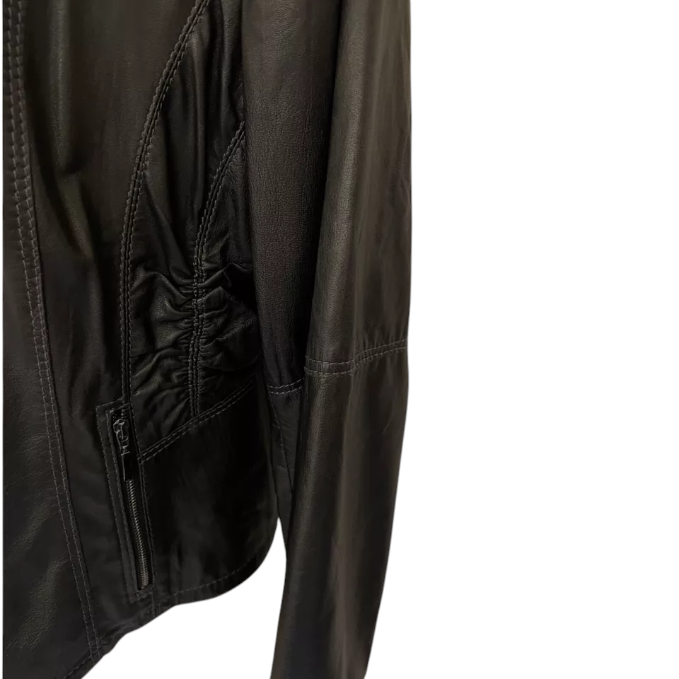 Gerry Weber Vintage Black Leather Jacket UK 14