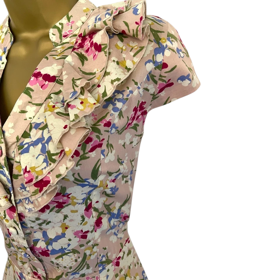 Nancy Mac 1940's Vintage Nude Cotton Floral Tea Dress UK 10