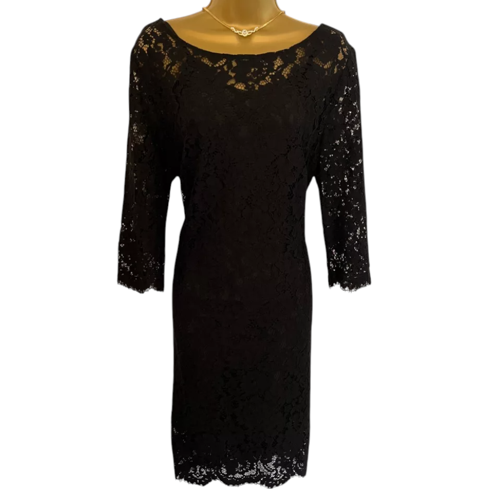 Nanette Lepore Black Lace Scallop Edge Dress UK 6