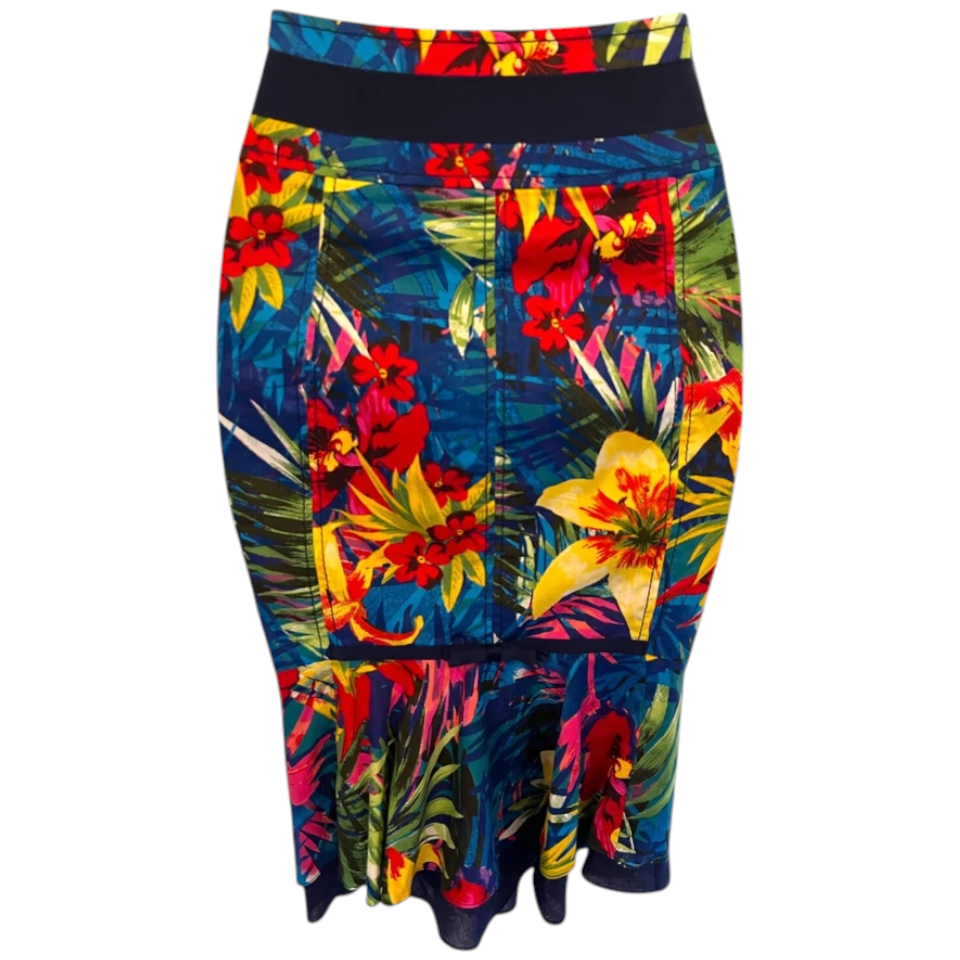 Karen Millen Multi Coloured Jungle Print Fishtail Skirt UK 8