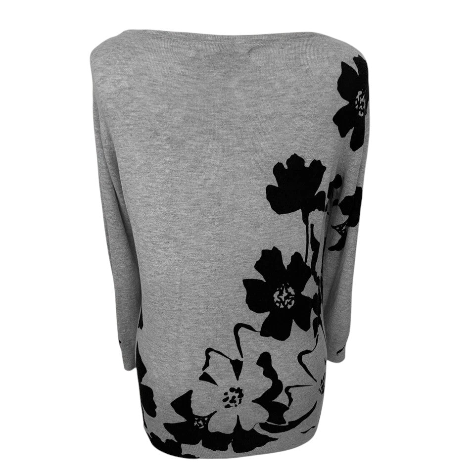 Betty Jackson Black Grey Floral Long Sleeve Jumper UK 12