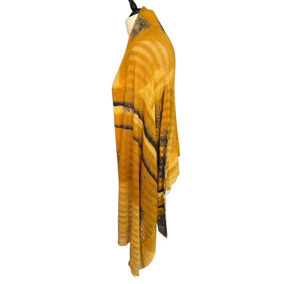 Whistles Mustard Yellow Cotton Fine Knit Waterfall Cardigan UK 8