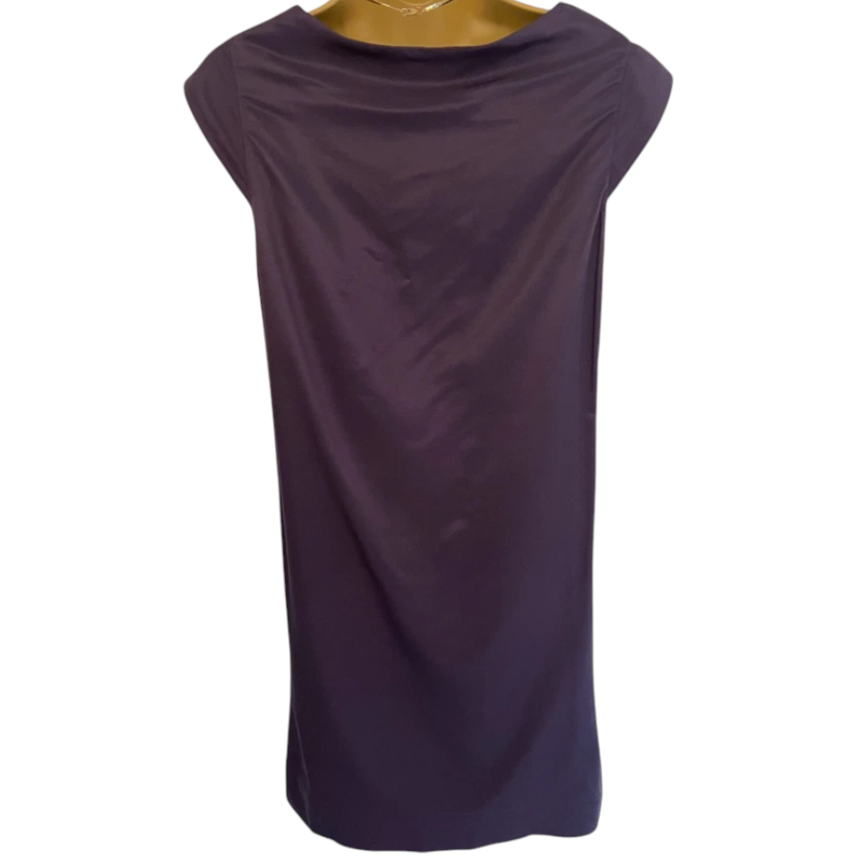 Whistles Dark Plum Wool Blend Shift Dress UK 8