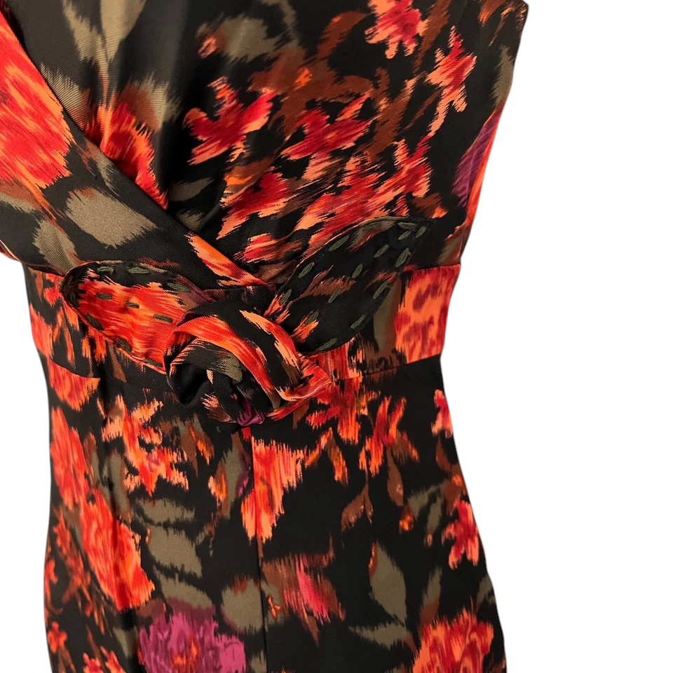 L.K. Bennett Black Orange Silk Dress UK 8