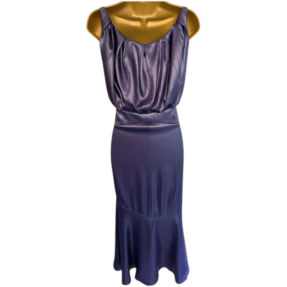 Three Floor Purple Shimmer V-Neck Strappy Dress UK 8