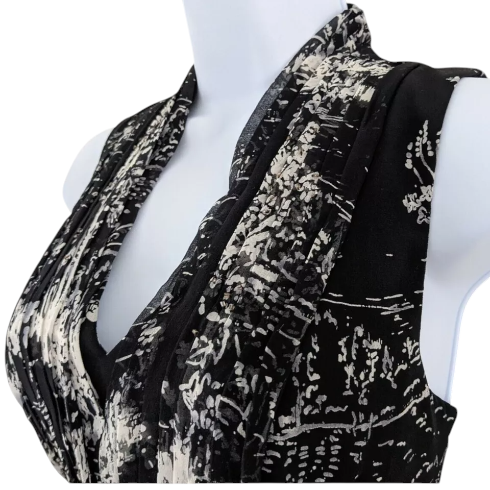 Coast Black Ivory Silk Print Fit & Flare Dress  UK 8