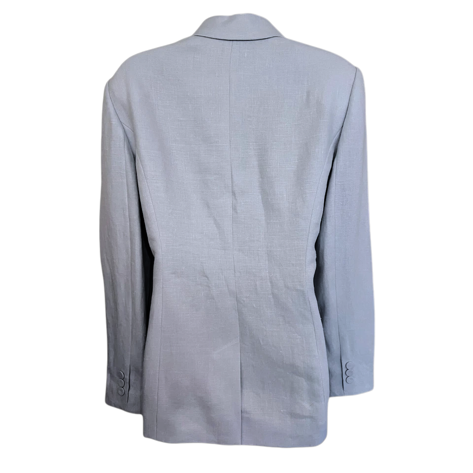 East Pale Blue Linen Longline Jacket UK 12