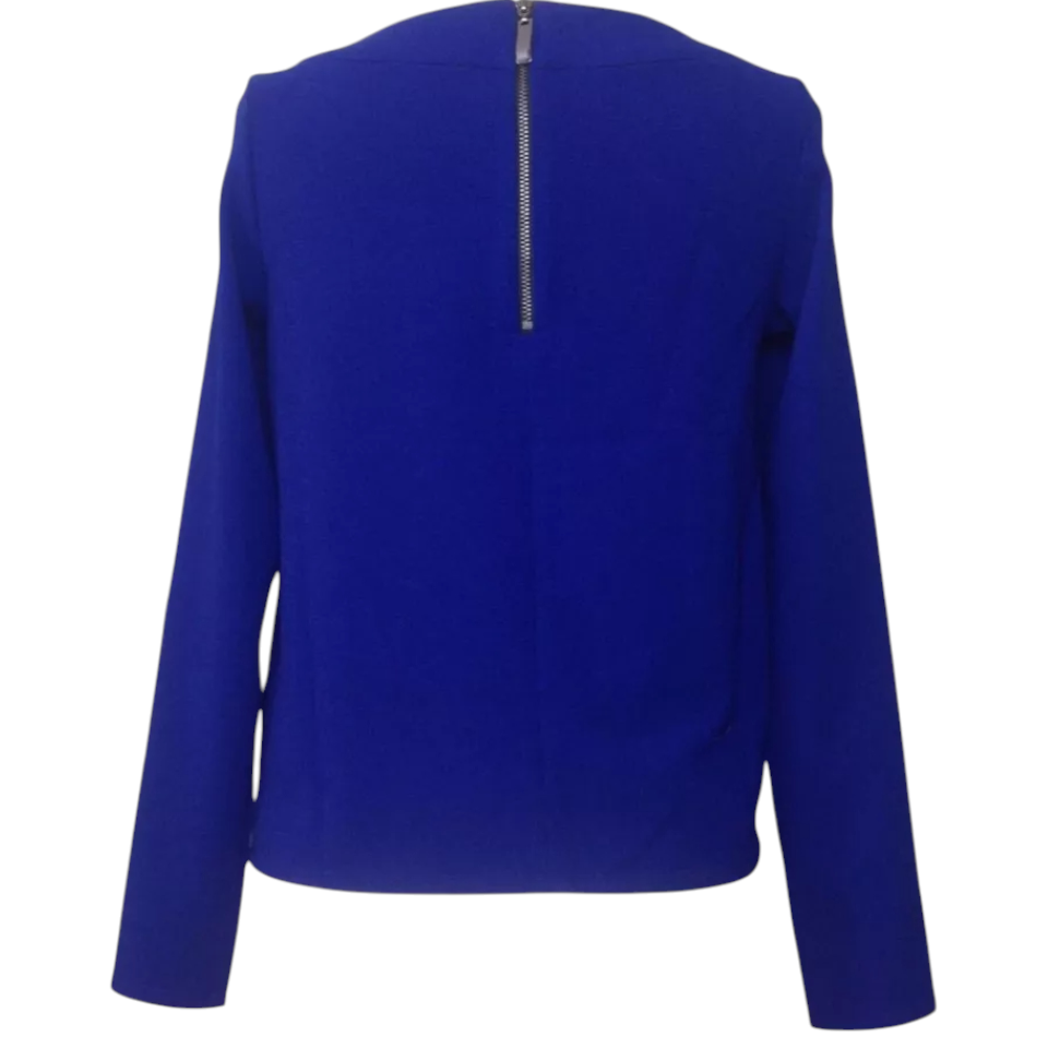 Rochelle Humes Blue Crepe Black Beaded Top UK 8