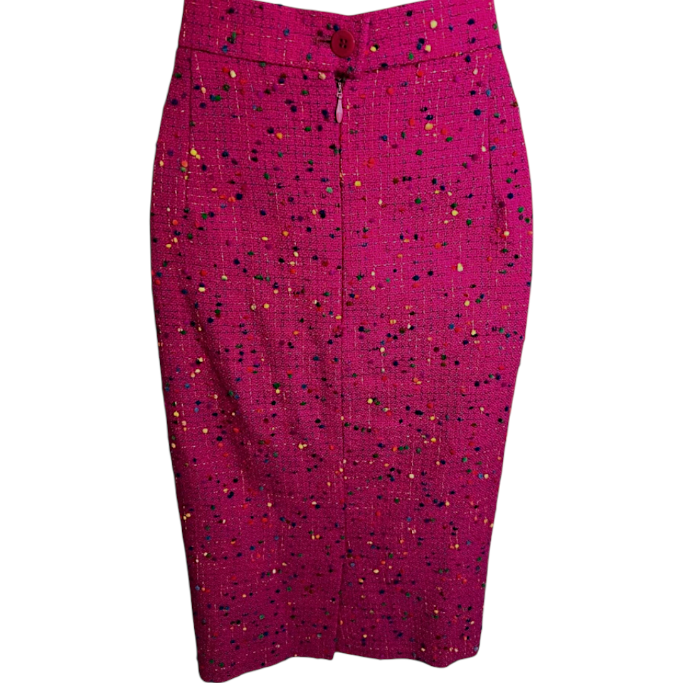 Louis Feraud Vintage Cerise Pink Tweed Skirt UK 12