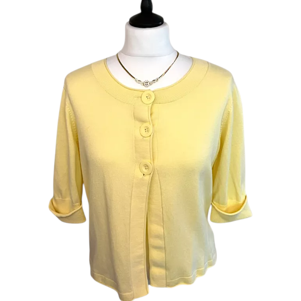 Monsoon Yellow Cotton Cardigan UK 14