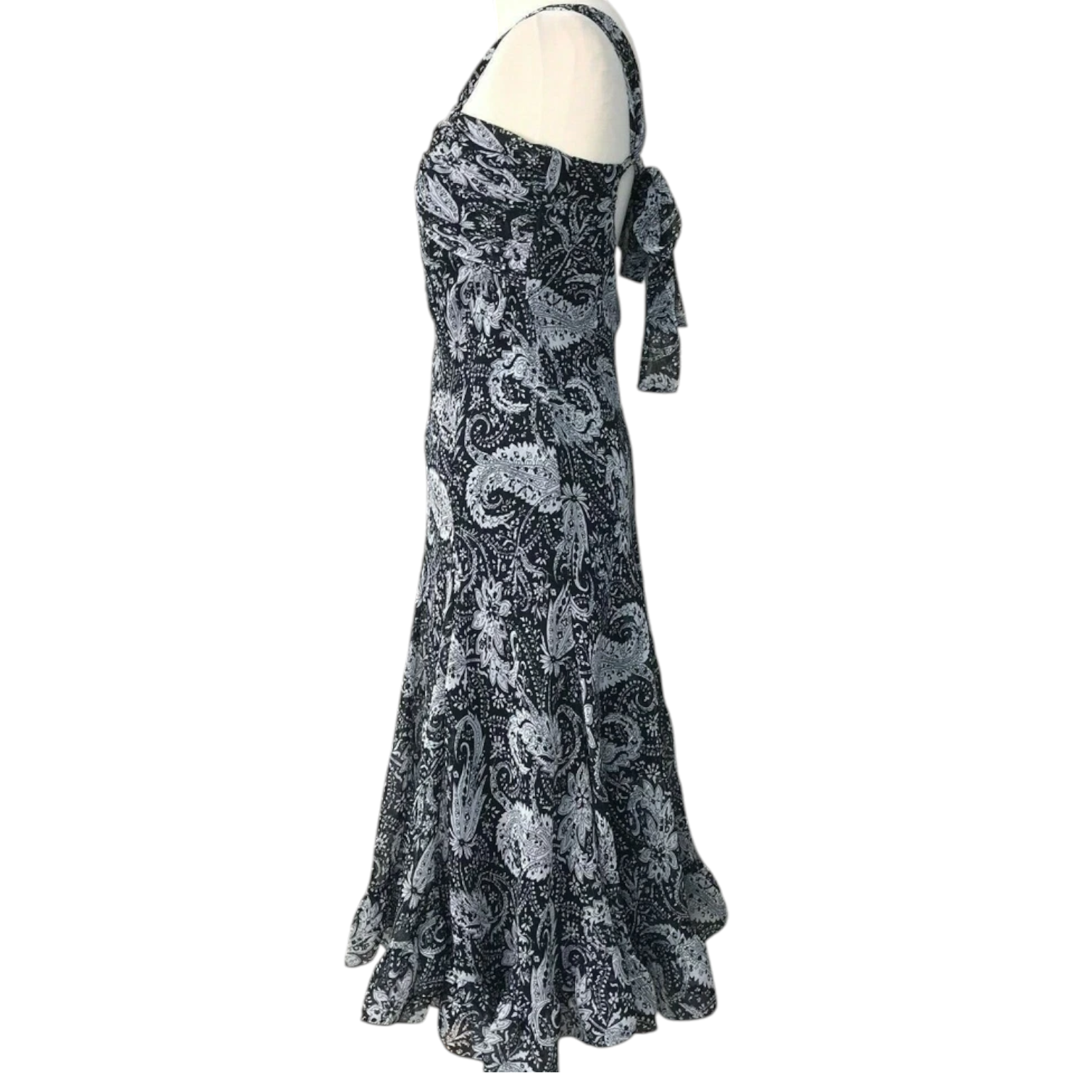 Glitz Black Grey Paisley Sleeveless Strappy Dress UK 10