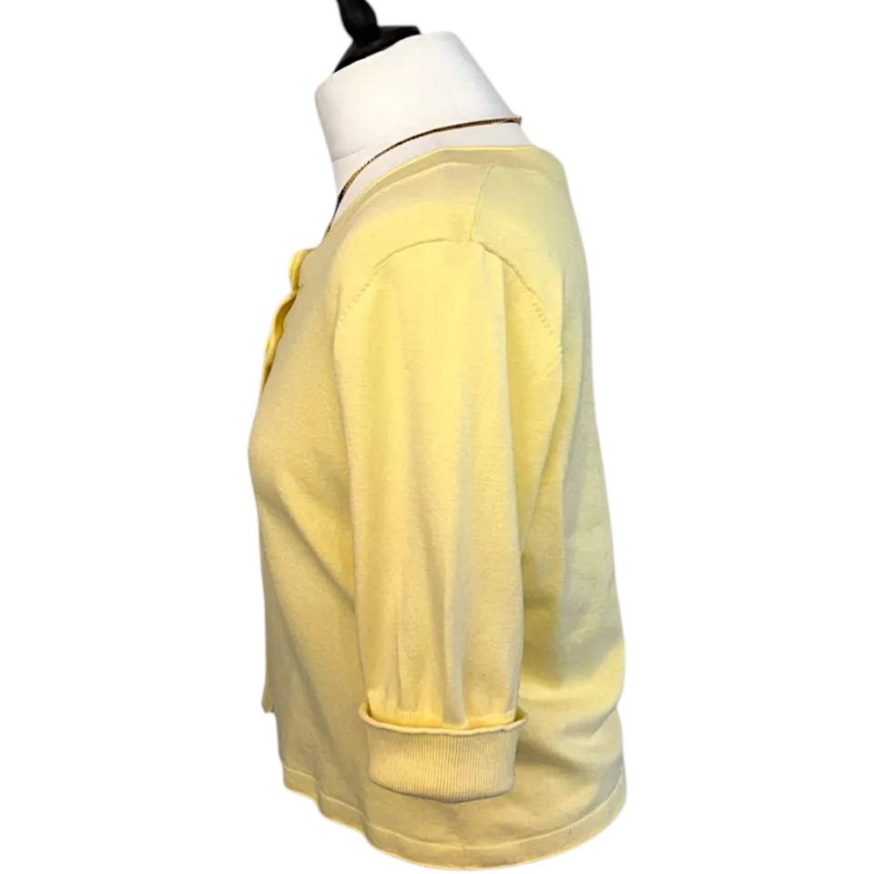 Monsoon Yellow Cotton Cardigan UK 14