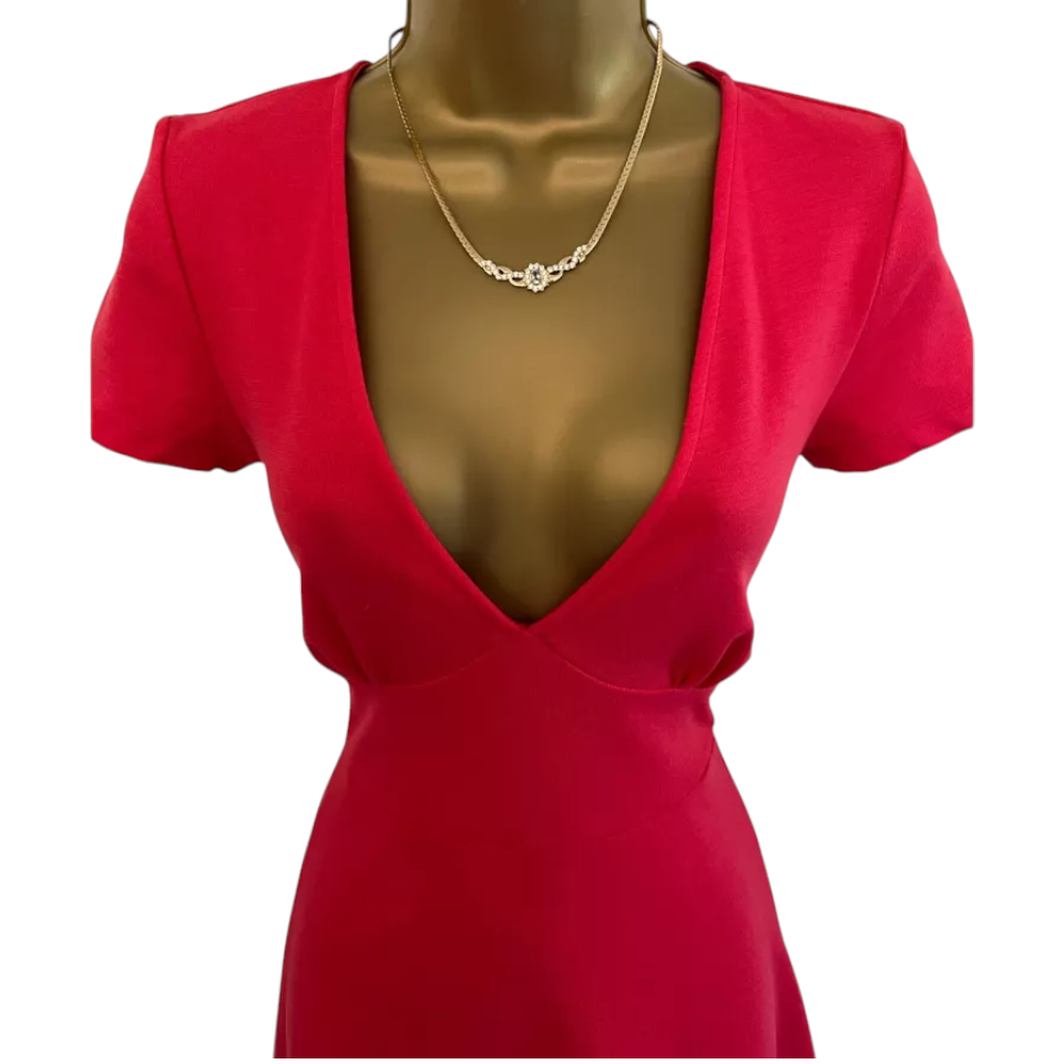 Zara Hot Pink Short Sleeve Skater Dress UK 10