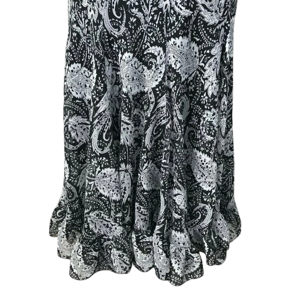 Glitz Black Grey Paisley Sleeveless Strappy Dress UK 10