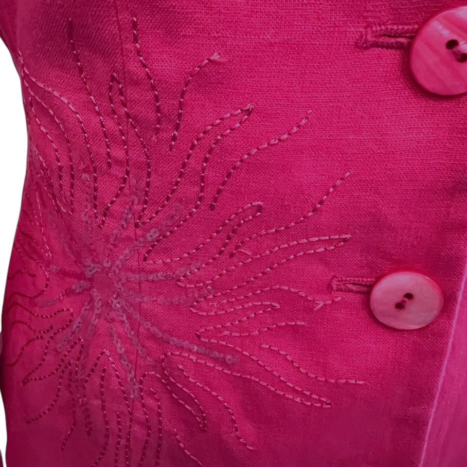 Max Pierre Pink Linen Embroidered Sequin Jacket UK 12
