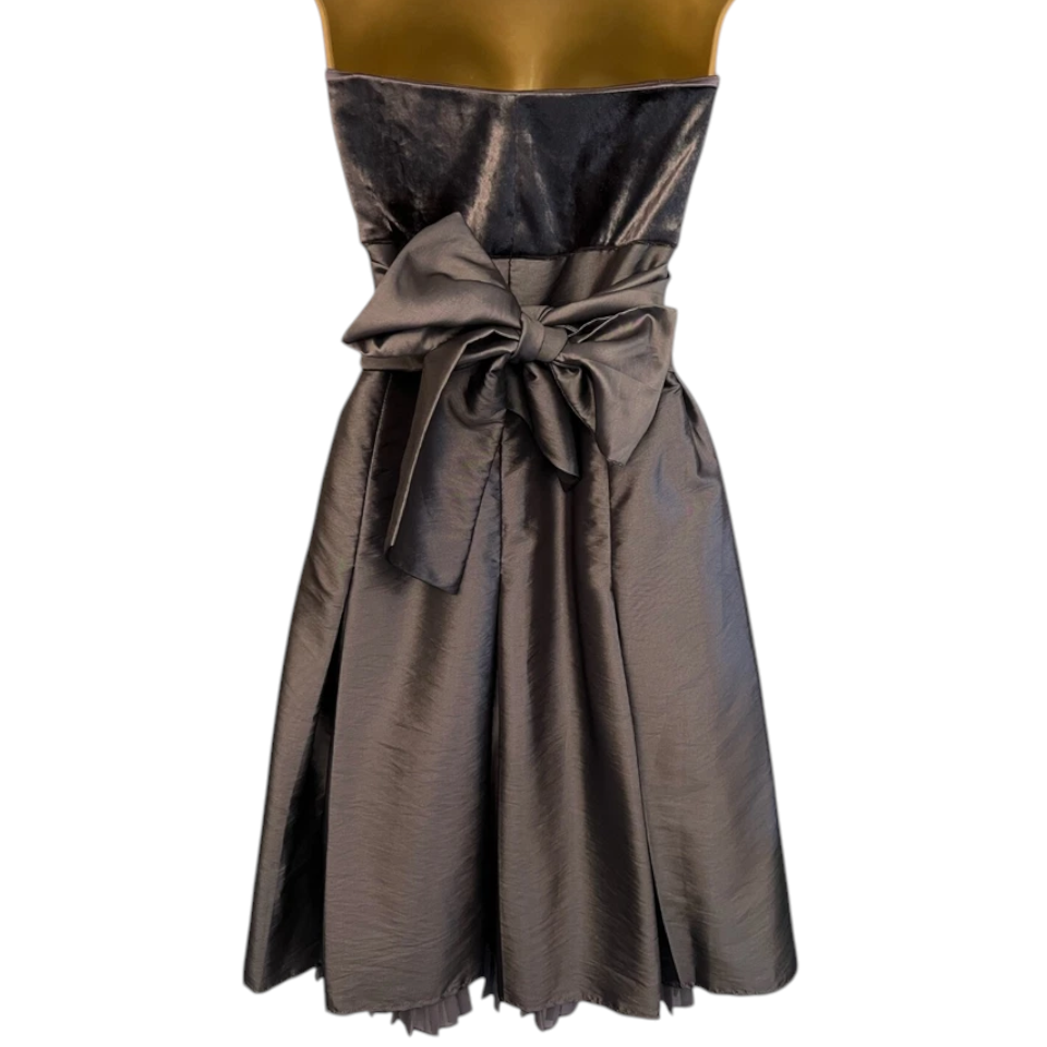 Kirsty Doyle Silver Grey Velvet Bodice Dress UK 16