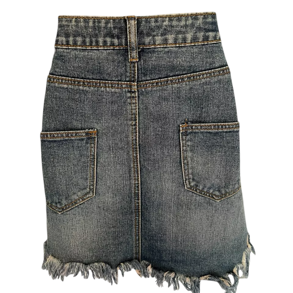 In The Style Frayed Hem Denim Skirt  UK 10