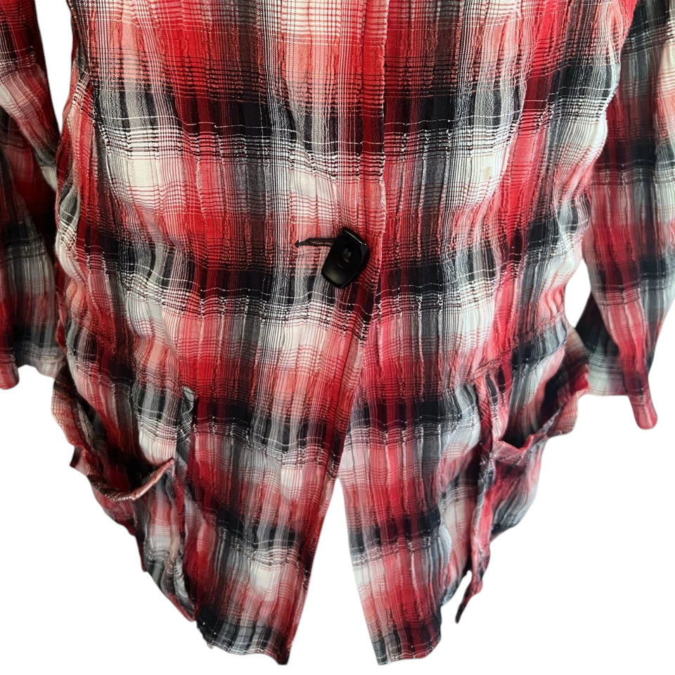 Doris Streich Red White Grey Crinkle Jacket UK 18