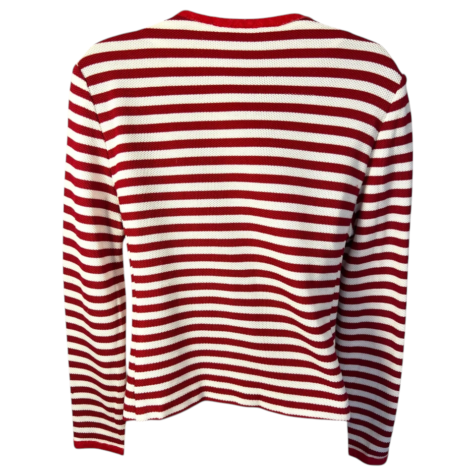 Marella Red & White Striped Cotton Linen Knit Jacket UK 14