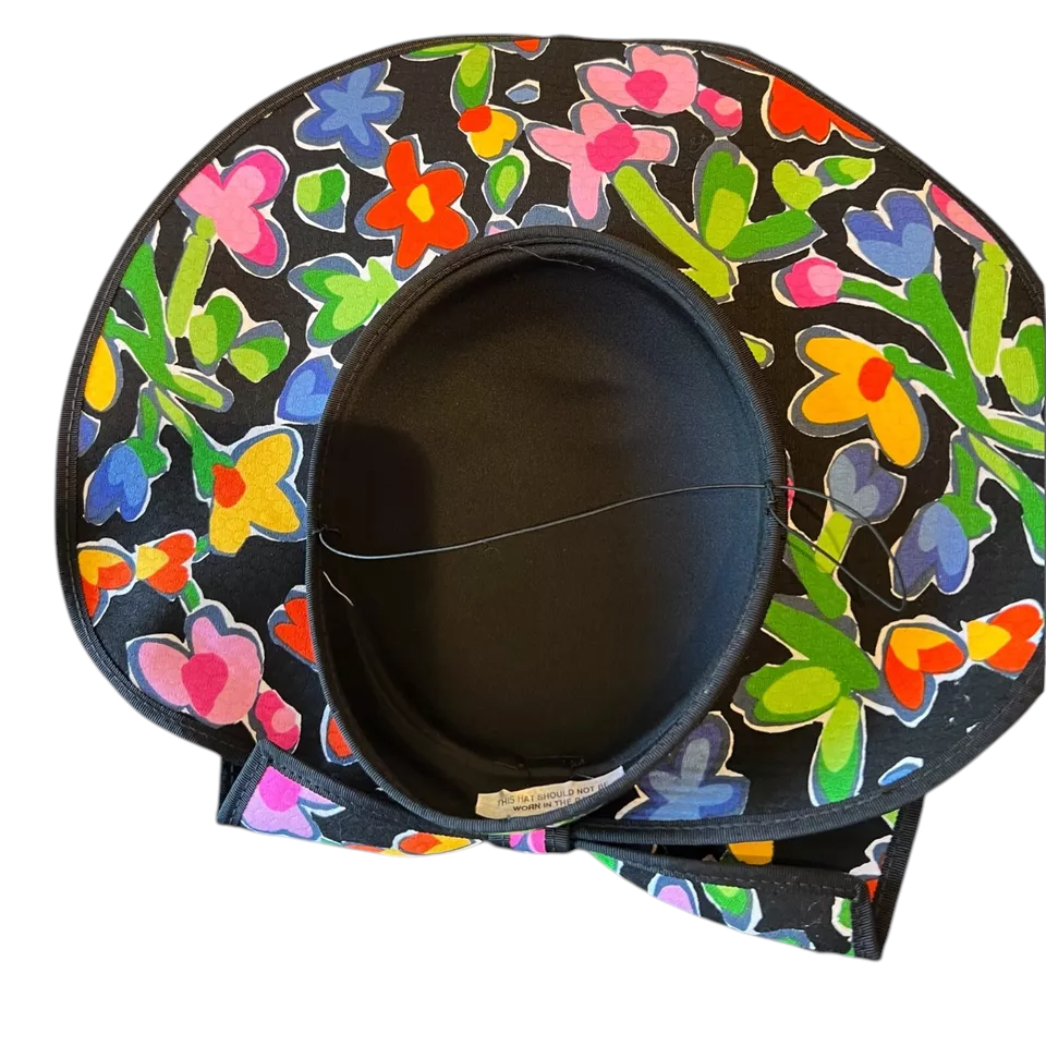 Simon Ellis Vintage Floral Dress Matching Hat 1980s  UK 10