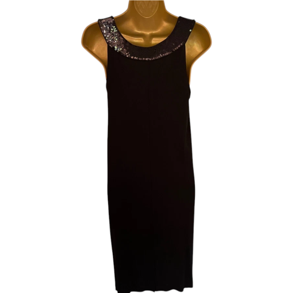 Fenn Wright Manson Black Sequin Neck Dress UK 8