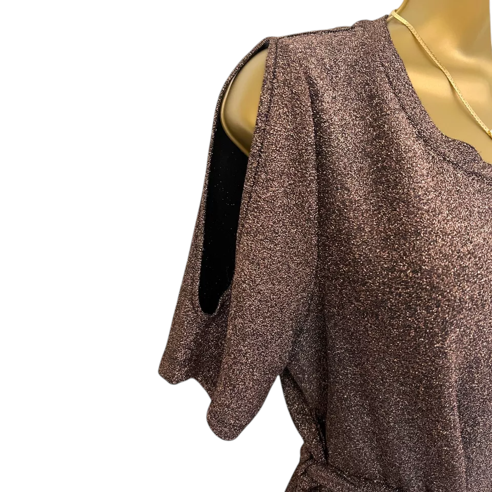 Next Brown Bronze Metallic Sparkle Dress UK 12