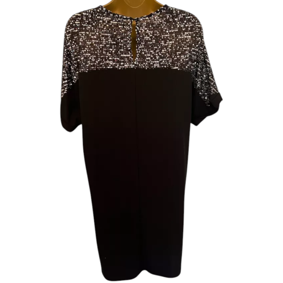 Dorothy Perkins Black Glitter Dress UK 12