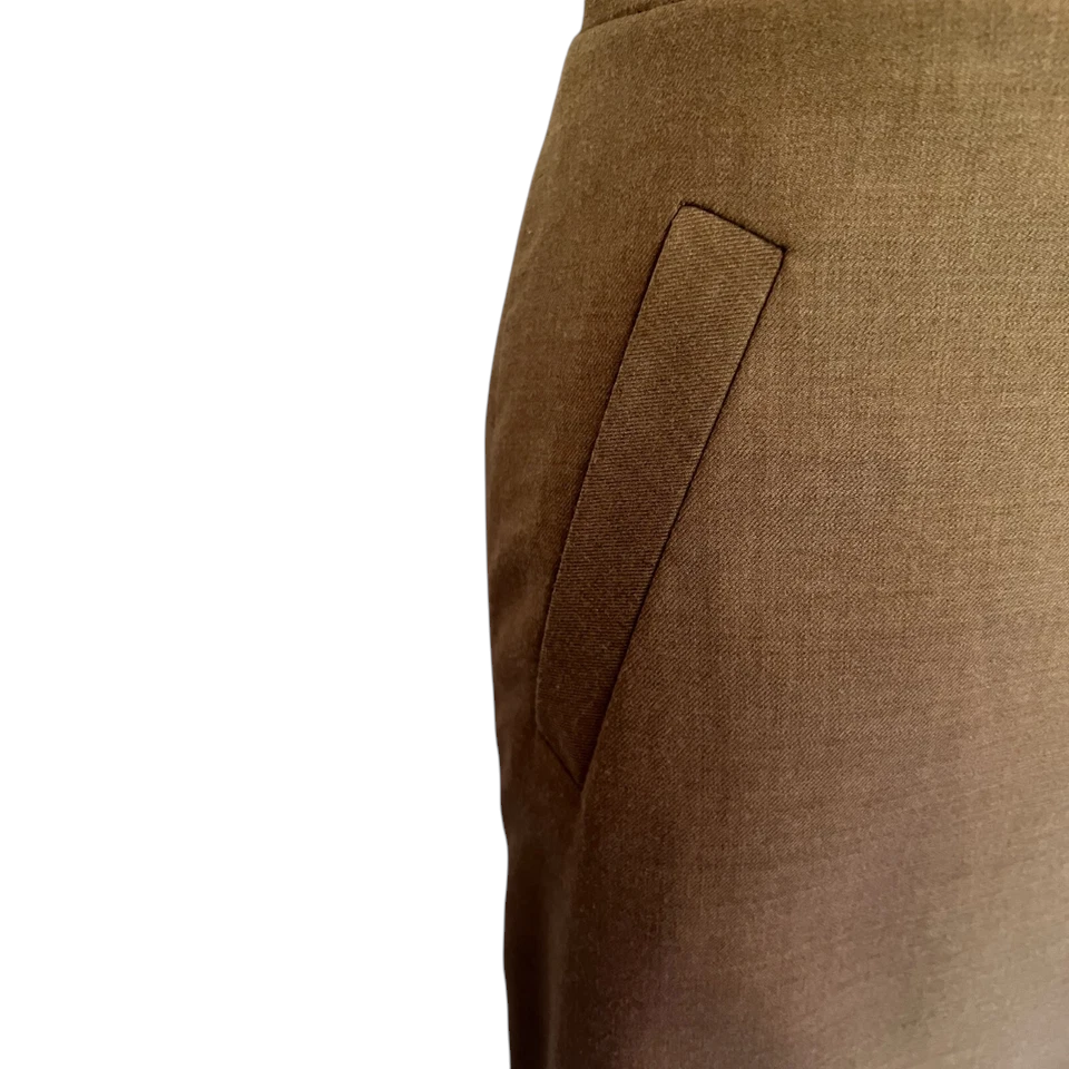 J.Crew Camel Flannel Tie Wrap Wool Skirt UK 8