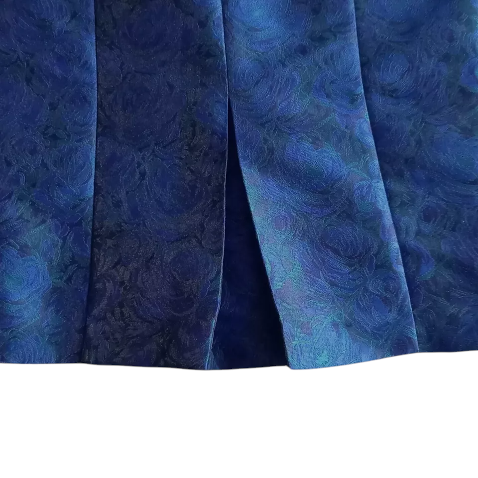 L.K. Bennett Blue Green Jacquard Skirt UK 8
