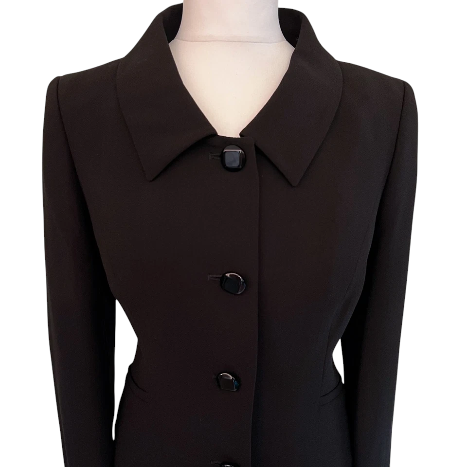 Precis Single Breasted Black Crepe Tailored Blazer Jacket UK 10