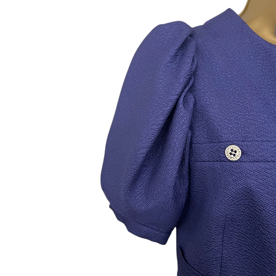 Mulberry Purple Short Puff Sleeve Cropped Waffle Jacket UK 8