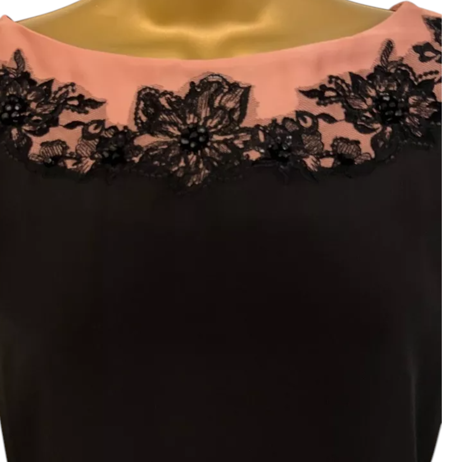 Monsoon Black Silky Floral Lace Beaded Top UK 14