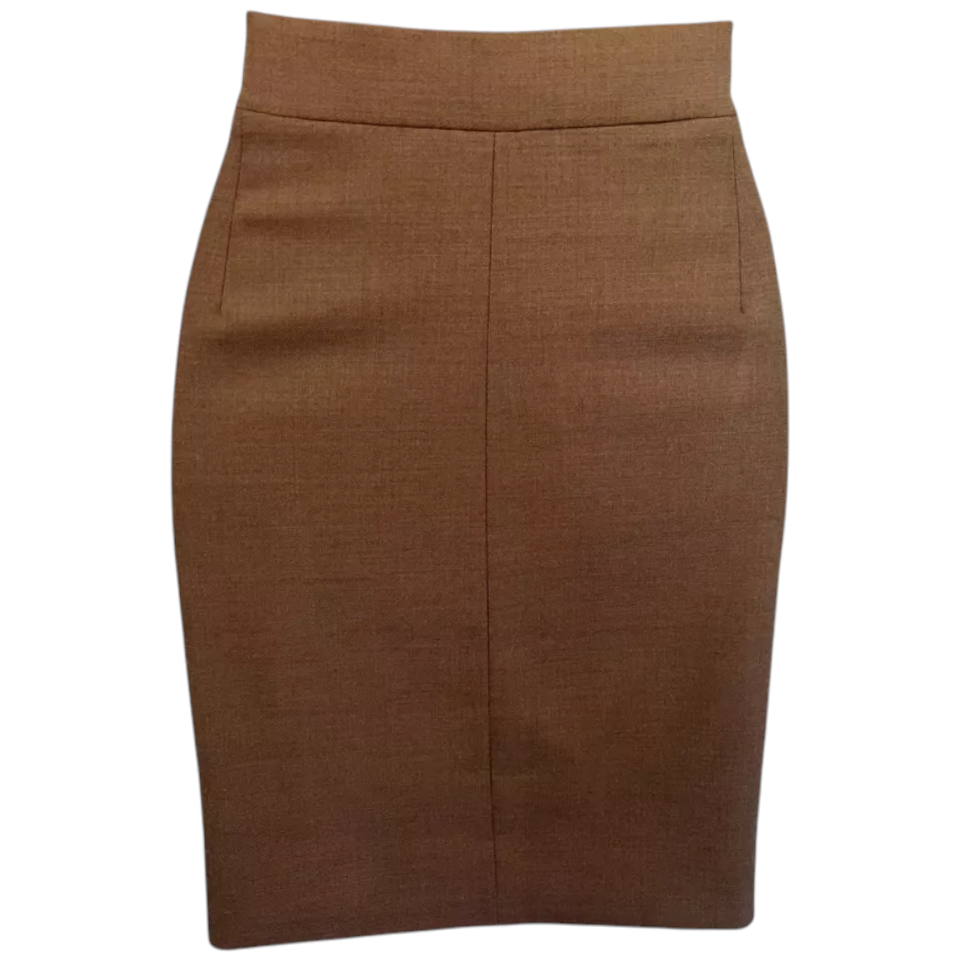 J.Crew Camel Flannel Tie Wrap Wool Skirt UK 8