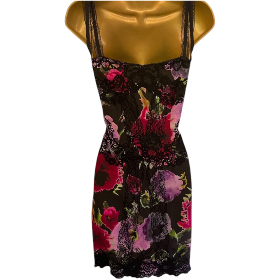 Marc Cain Black & Pink Floral Lace Dress UK 14