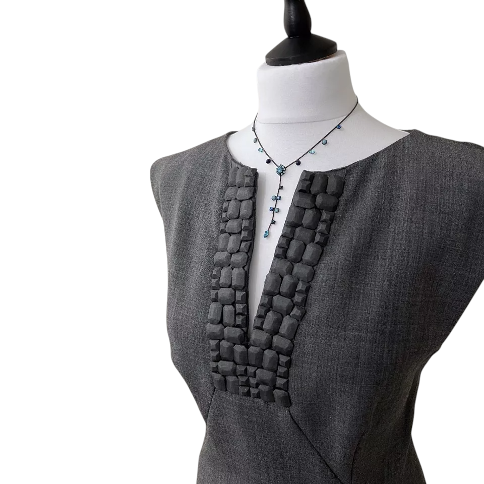 Ted Baker Grey Wool Sleeveless Pencil Dress UK 12