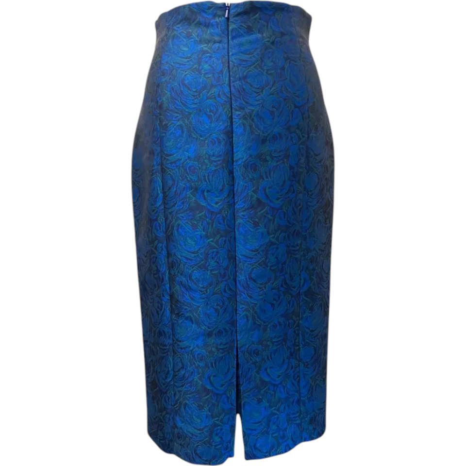 L.K. Bennett Blue Green Jacquard Skirt UK 8