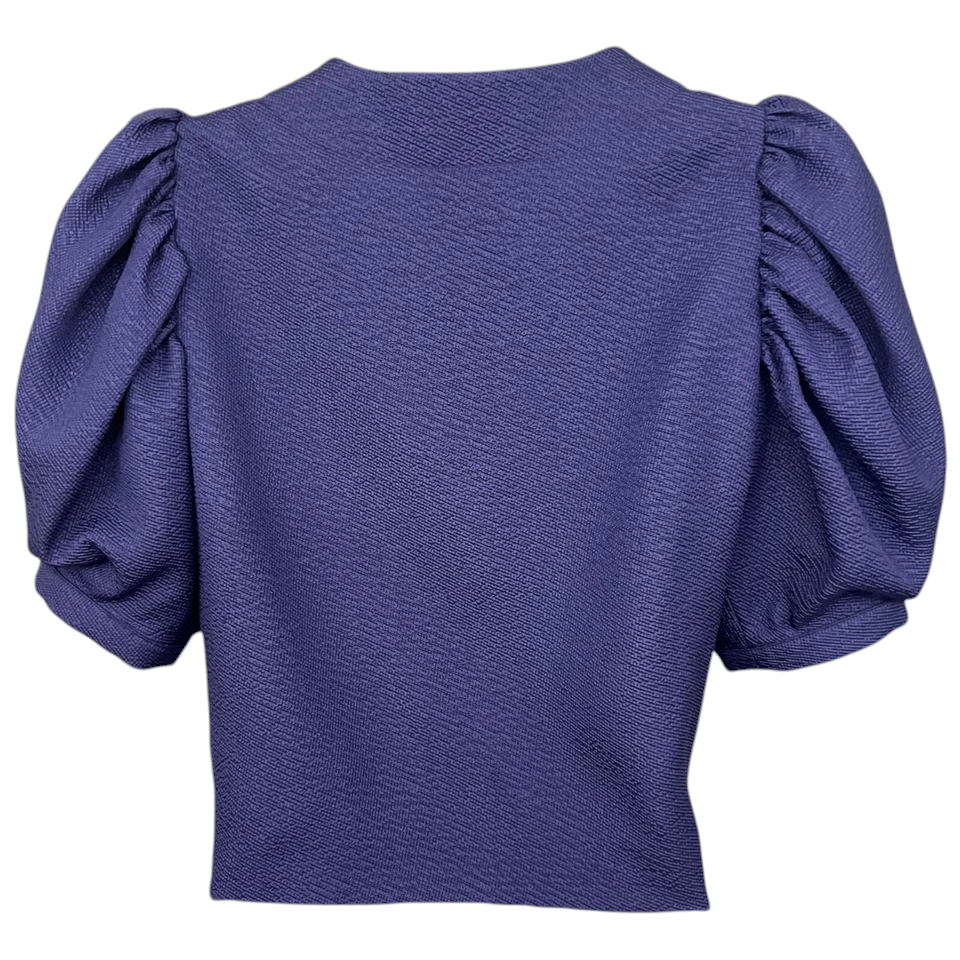 Mulberry Purple Short Puff Sleeve Cropped Waffle Jacket UK 8