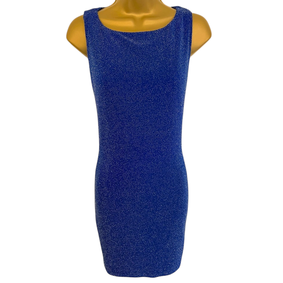 Lipsy Cobalt Blue Backless Sparkly Mini Dress UK 14