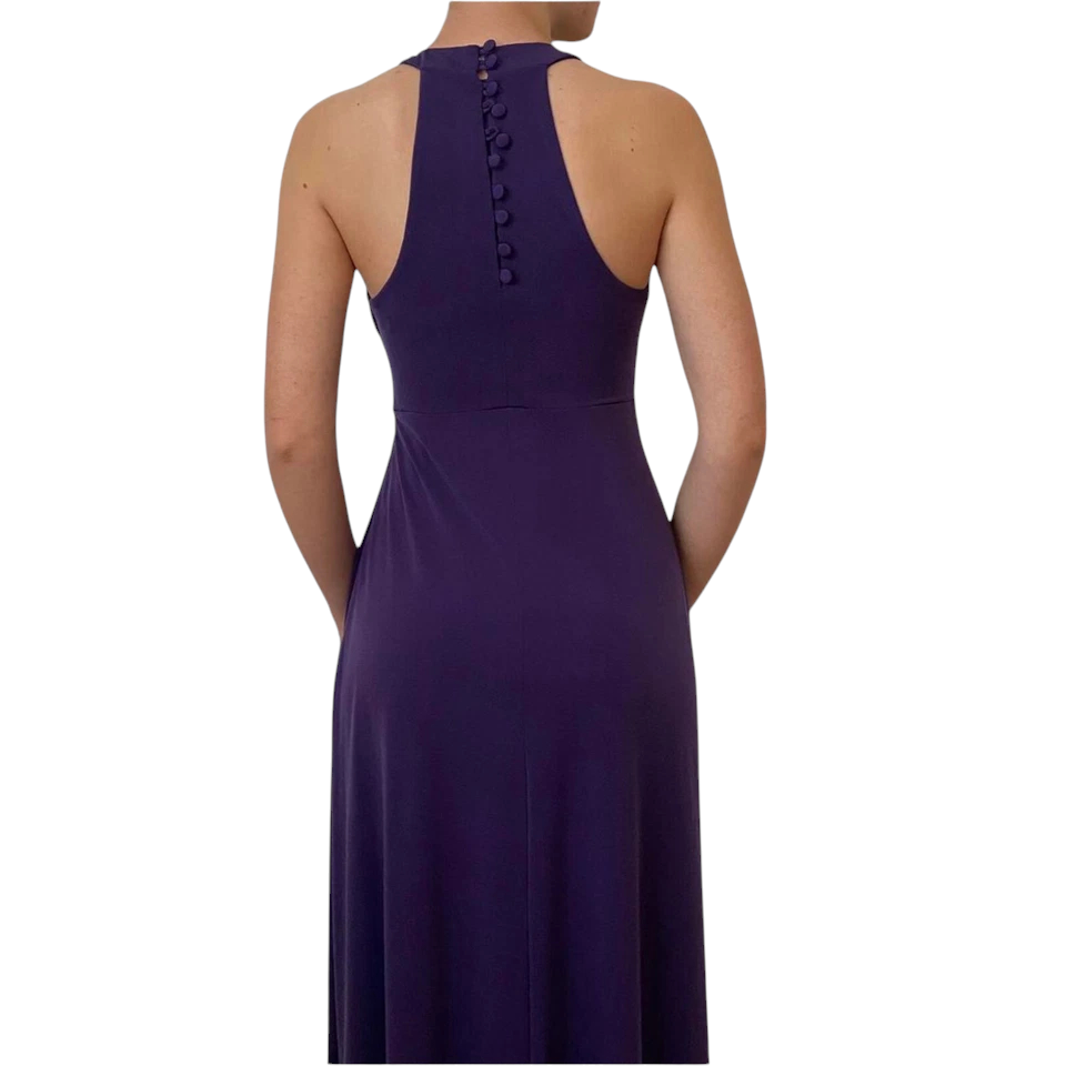 Star by Julien Macdonald Purple Embellished Halterneck Maxi Dress UK 12