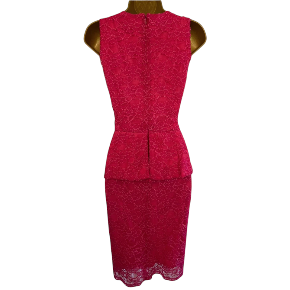 Joseph Ribkoff Vintage Pink Lace Peplum Occasion Dress UK 10