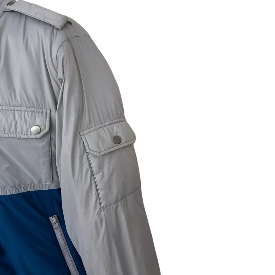 Topman Vintage Pale Grey & Blue Padded Zip Jacket Size M