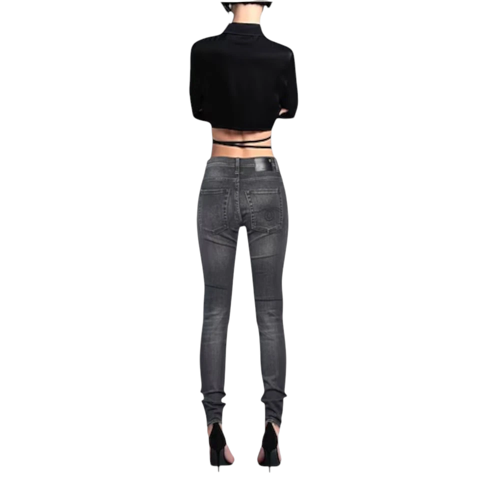 Replay Grey Mid Rise Skinny Stretch Jeans UK 4